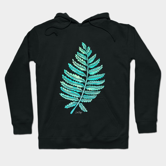 fern leaf turquoise Hoodie by CatCoq